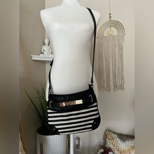 Black and White Striped Crossbody Bag